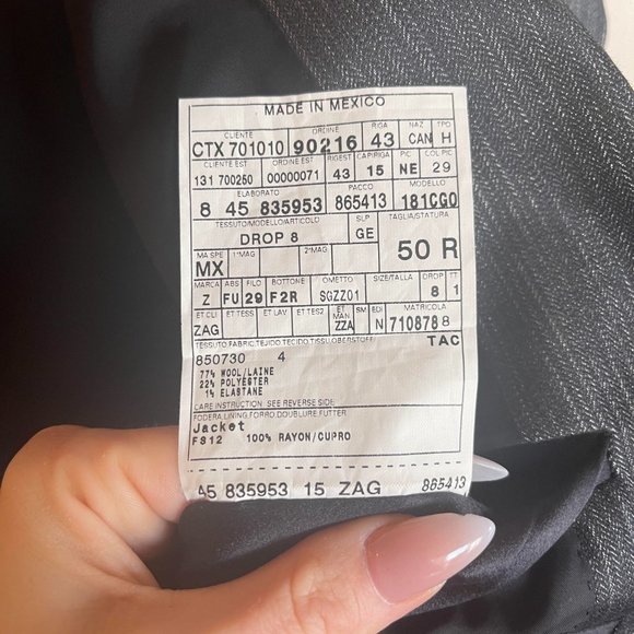 Zegna Mens 181CG0 Drop 8 Slim Fit Jacket 50r. Black with silver vertical stripes - Picture 7 of 8